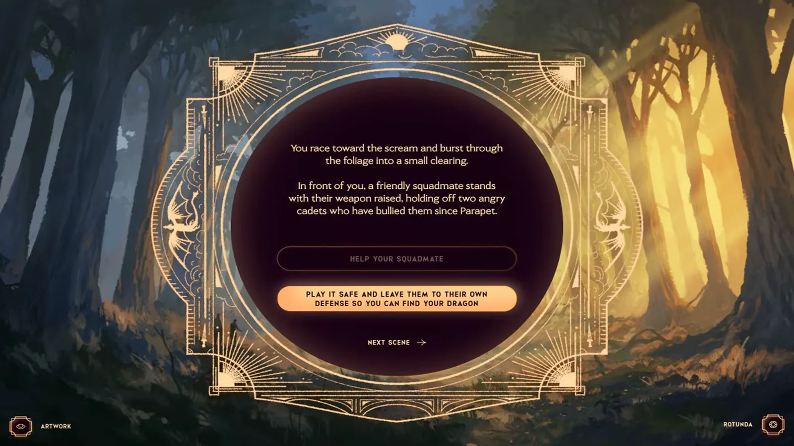 Dragonkind help squadmate or play it safe choice with play it safe line highlighted in bullying scene