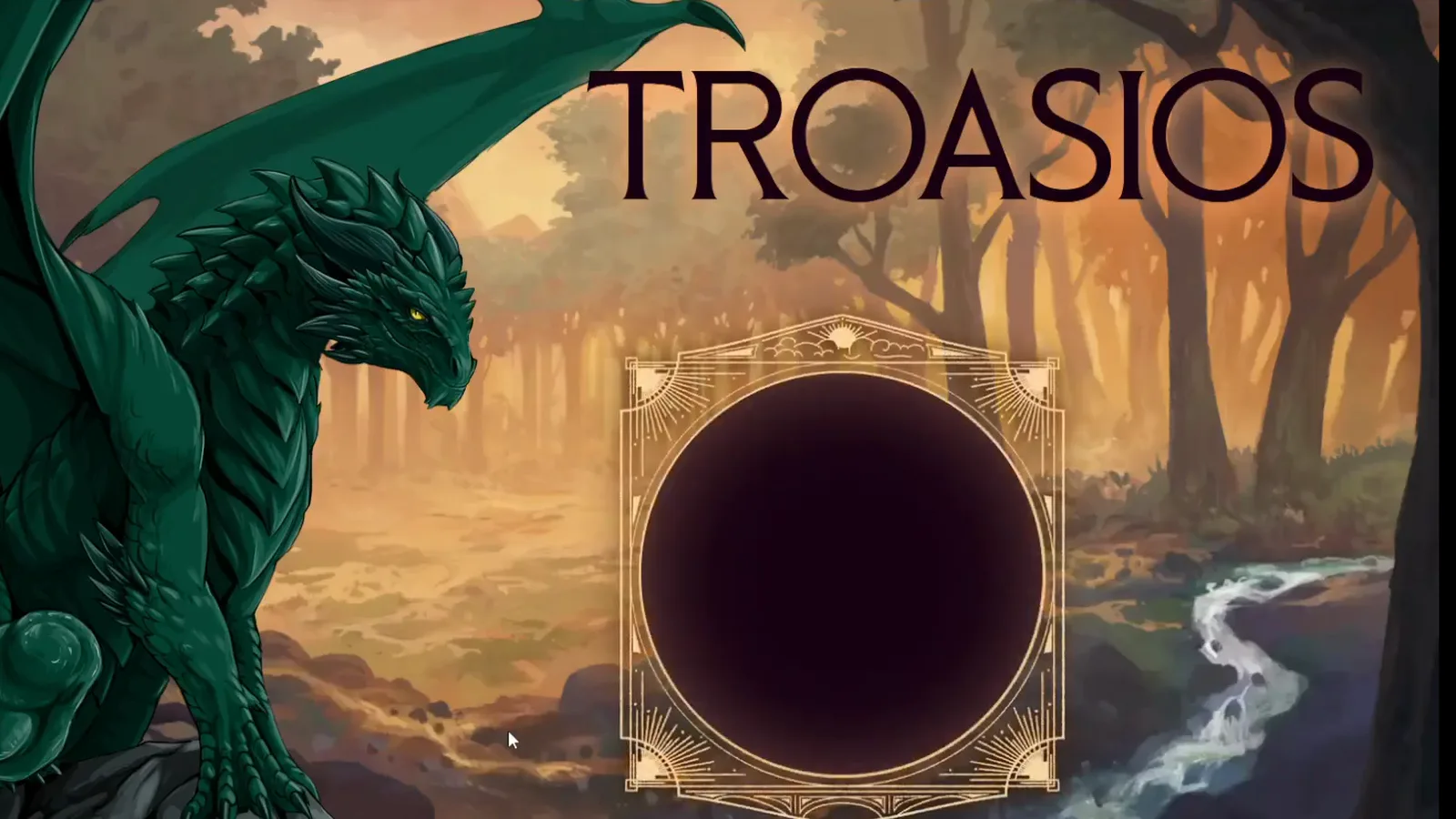 Révélation du nom du lien dans Dragonkind montrant TROASIOS sur l’illustration du dragon vert avant que le disque de statistiques finisse de charger